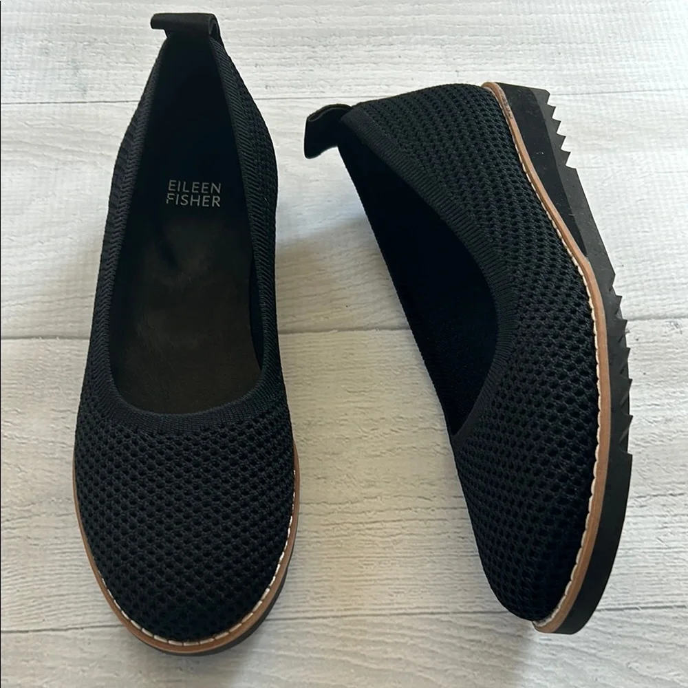 NWOT Eileen‎ Fisher Etta Knit Slip On Ballerina Flats Black Size 6.5